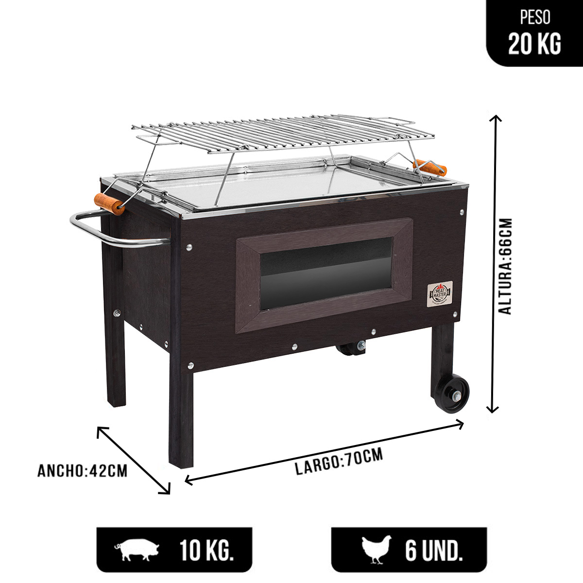 CAJA CHINA MASTER JUNIOR - MEAT MASTER + PARRILLA DE ANGULOS LEVADIZA GALV